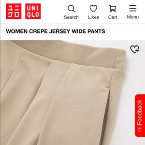 NWT Uniqlo camel wide-leg crepe jersey pants in XS